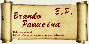Branko Pamučina vizit kartica